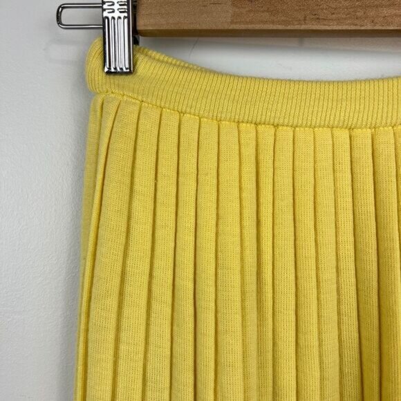 Vintage Women's XS Small High Waisted butter Yellow Accordion Pleated Midi Skirt - Picture 7 of 16